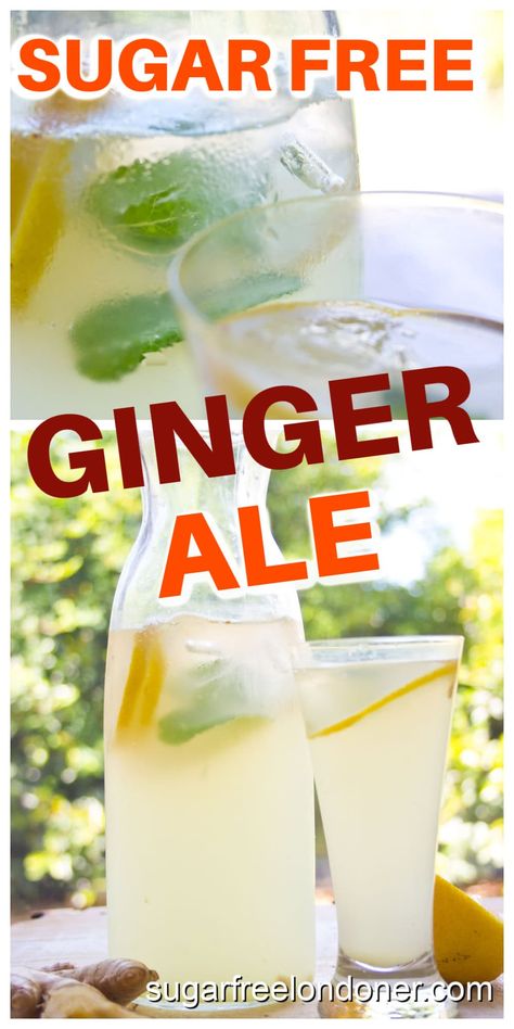 Sugar Free Homemade Ginger Ale Ginger Water Recipe Fat Burning, Recipes Using Fresh Ginger, Things To Do With Ginger, Fresh Ginger Recipes, Recipes Using Ginger, Low Carb Starbucks Drinks, Ginger Ale Recipe, Blended Coffee Drinks, Homemade Ginger Ale