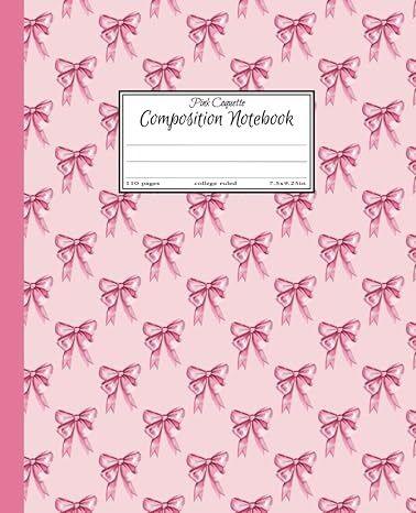 Amazon.com: Pink Coquette Composition Notebook: Cute Girly Pink Bows Notebook, Coquette Aesthetic, College Ruled: Publishing, Lyra Starling: Books Aesthetic College, Notebook Cute, Book Cover Template, Digital Notebook, Pink Coquette, Pink Bows, Composition Book, Digital Notebooks, Composition Notebook