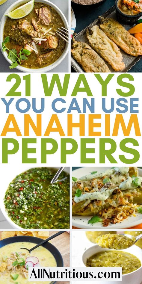 Recipes To Use Up Peppers, What To Make With Green Chili Peppers, Chili Pepper Recipes Dishes, Mexican Pepper Recipes, Stuffed Chili Relleno Recipe Anaheim Peppers, Anaheim Chilies Recipes, Anaheim Pepper Hot Sauce, Anaheim Pepper Salsa Recipes, Anaheim Pepper Recipes Chicken