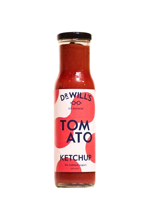 Tomato Ketchup 250ml (Dr Will'sTomato KetchupNo Added Sugar Made from 100natural ingredientsFree from refined sugarsA healthier substitute to normal ketchupUse in stir friesin marinades or as a condimentThe familiar flavour of tomato ketchupbut healthierYou might also like to tryBBQ Sauce 340g (FodyLow FODMAP suitable BBQ sauceOriginal BBQ SauceOrganic 250ml (BionaNo artificial coloursflavourings or preservativesIngredientsTomatoes (24OnionsWaterD Tomato Sauce Packaging Design, Bbq Sauce Packaging, Tomato Packaging Design, Tomato Sauce Packaging, Tomato Packaging, Ketchup Packaging, Sauce Packaging Design, Sauce Packaging, Healthy Crisps