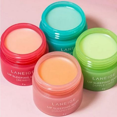 Laneige Lip Sleeping Mask Kit 4 Scented Collection 8g Each Nutritious Moisturizing. New. Brand New, Authentic, Laneige] Lip Sleeping Mask Mini Kit - 1pack (8g X 4ea)Fresh *Laneige Lip Sleeping Mask Berry 8g (Red) * Laneige Lip Sleeping Mask Apple Lime 8g (Green) * Laneige Lip Sleeping Mask Grapefruit 8g (Tangerine) * Laneige Lip Sleeping Mask Mint Choco 8g (Blue) Never Used Laneige Lip, Berry Lips, Lip Balm Set, Laneige Lip Sleeping Mask, Lip Sleeping Mask, Moisturizing Lip Balm, Lip Hydration, Sleeping Mask, How To Line Lips