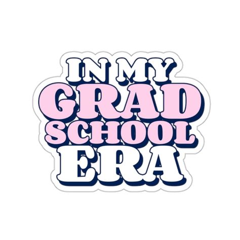 "In My Grad School Era - sticker for grad students. Sonnet and Sloth Studio creates designs to help you express your authentic self! Whether that be through plants or poetry, mental health awareness or body positivity, your stickers should be as unique as you are! Three sizes to choose from: 2\" x 2\", 3\" x 3\", or 4\" x 4\". Measurements are based on sticker sheet. Actual sticker measurement varies depending on shape. For indoor use only. Stickers are not waterproof. Love this sticker? Check out another cute sticker here: https://www.etsy.com/ca/listing/1558561866/grad-school-sticker-grad-student-phd?click_key=b136a72e94b449a445d3aebb2a0a6322ab930908%3A1558561866&click_sum=c465b27a&ref=shop_home_active_8&pro=1&sts=1 I design all of my products, but because I don't yet have the necessary Slp Grad School Aesthetic, School Aesthetic Stickers, Grad School Acceptance, Grad School Aesthetic, Senior Stickers, Grad Stickers, Masters Student, Student Stickers, Ipad Things