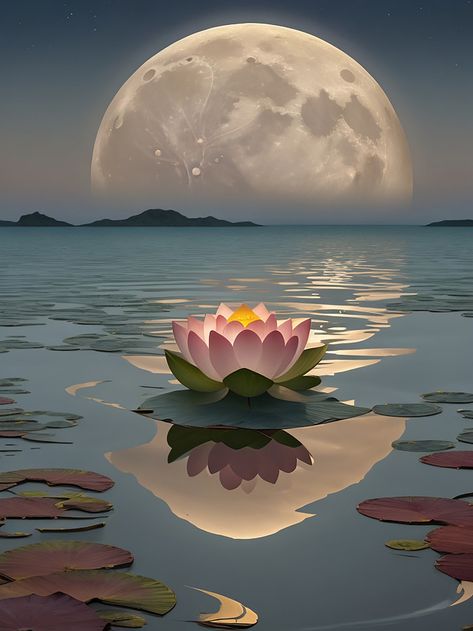 A Lotus Flower Growing Near SEA Sand Full Moon Is Calm Reflection Of In Sea#pikbest##Backgrounds Lotus Flower Growing, Lotus Flower Background, Diwali Facts, Flower Full Moon, Sea And Flowers, Sea Backgrounds, Lotus Background, Luna Flower, Lotus Flower Images