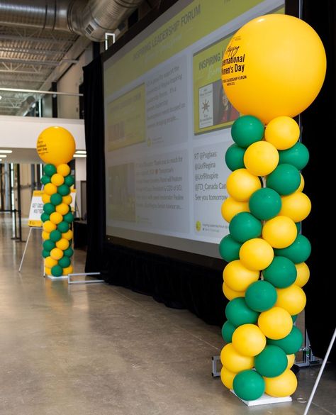 Spiral Columns with Customized Topper Balloons are perfect for every event! Colors: Goldenrod and dark green! Balloon Columns, Grad Party, Grad Parties, Dark Green, Balloons, Green, Color