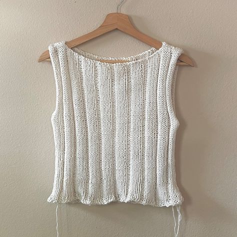 Knit Tank Top Pattern, Knit Top Patterns, Summer Knit Tops, Tank Top Pattern, Mesh Tops, Pdf Knitting Pattern, Yarn Sizes, Summer Knitting, Knit Pattern