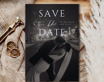 timelessstemplatesss - Etsy Black And White Save The Date, Chicago Save The Date, Sabe The Date, Semi Formal Wedding, Black And White Theme, Elegant Cards, Save The Date Card, Sister Wedding, Save The Date Invitations