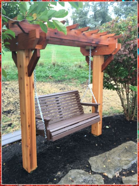 Transform your outdoor space with a stunning pergola bench swing. Create a cozy nook to relax and unwind in style. This elegant addition will elevate your patio or garden. Discover the perfect pergola bench swing for your home today! Swing Pergola Ideas, Pergola Bench, Yard Ideas Backyard, Backyard Swings, Pergola Swing, Outdoor Patio Space, Diy Porch, Patio Swing, Relax And Unwind