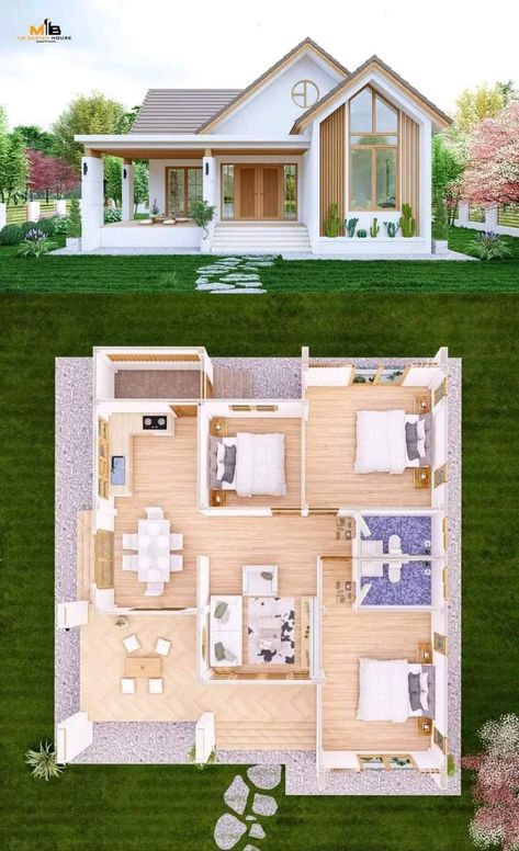 حوض الحمام, Small House Blueprints, Minimalist Bloxburg, Pelan Rumah, Modern Small House Design, House Bloxburg, House Design Exterior, House Floor Design, Building House Plans Designs