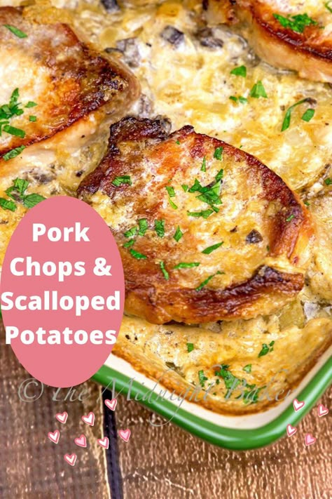 Simple Fall Dinner, Scalloped Potatoes Casserole, Delicious Pork Chops, Pork Chops Baked, Pork Chop Casserole Recipes, Scalloped Potato Casserole, Easy Scalloped Potatoes Recipe, Pork Chop Casserole, Potatoes Casserole