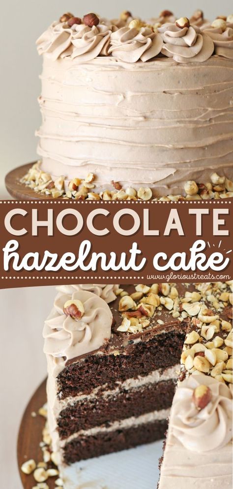 Chocolate Hazelnut Cake, chocolate cake recipes, easy to make sweet treats Mother’s Day Desert, Potluck Sweets, Hazelnut Dessert, Fluffy Chocolate Cake, Hazelnut Recipes, Chocolate Hazelnut Cake, Birthday Cake Decorating Ideas, Birthday Cake Flavors, Hazelnut Cake