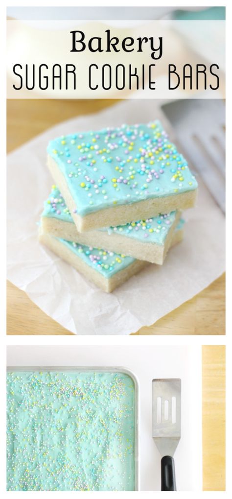 Bakery Sugar Cookie Bars Recipe Sheet Pan Sugar Cookies, Sheet Pan Sugar Cookie Bars, Sheet Pan Cookie Bars, Cookie Bars Recipes, Sugar Cookie Bar, Sugar Cookie Bars Recipe, Easy Bars, Colored Frosting, Sugar Cookie Bar Recipe