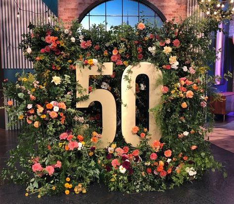 50th Birthday Celebration, Surprise 50th, Moms 50th Birthday, Event Backdrop, Event Experience, Event Activities, Floral Backdrop, Outdoor Wedding Decorations, Backdrop Design