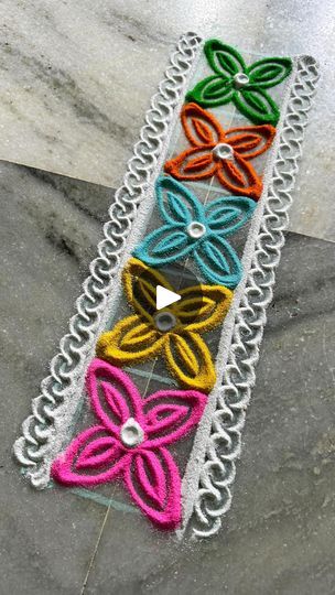 1.1M views · 4.7K reactions | Quick multicoloured border rangoli pattern for beginners!
#rangoliforbeginners #festivities #rangolidesigns #relaxing #rangoliart #festive #homedecor | Blissful Stuff by Poonam | songbirdtunes · Tujh me rab dikhta hai - Santoor Cover Poster Rangoli, Border Rangoli, Rangoli Simple, Easy Rangoli Designs Diwali, Diwali Decorations At Home, Rangoli Patterns, Rangoli Borders, Flower Drawing Design, Small Rangoli