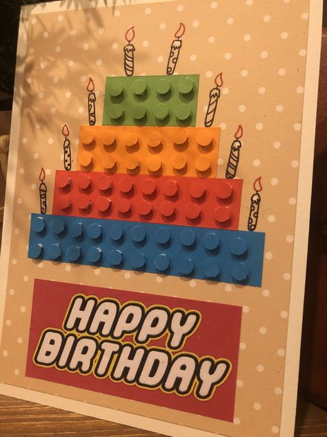 Handmade Lego Birthday Card, Lego Birthday Card Ideas, Lego Card Ideas, Lego Birthday Card Diy, Lego Birthday Cards Handmade, Lego Cards Handmade, Lego Doodle, Lego Happy Birthday, Lego Cards