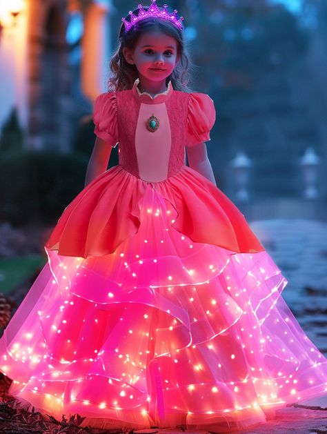 PRICES MAY VARY. Design:Girls princess peach dress with smooth organza,tulle and cotton lining, we also design it be light up, will be great gift for girls to play trick or treat. Size: princess rosalina costume for girls age at 3-8years old.there is a ziper back side, veary easy to wear. Include: Princess peach costumes Include 1 glow Dress+1 glow Headband+1 glow Sceptre, present 4PCs small safty batteries. For: Super bros princess dress for girls birthday gift, Halloween outfit,trick or treat, Halloween Costumes For Little Kids Girl, Halloween Costume 3 Year Girl, Halloween Costumes For 8 Year Girl, Princess Family Costumes, Girls Costume Ideas Kids, Pregnancy Halloween Costume, Disney Halloween Party Costumes, Cute Girls Halloween Costumes, Creative Kids Costumes