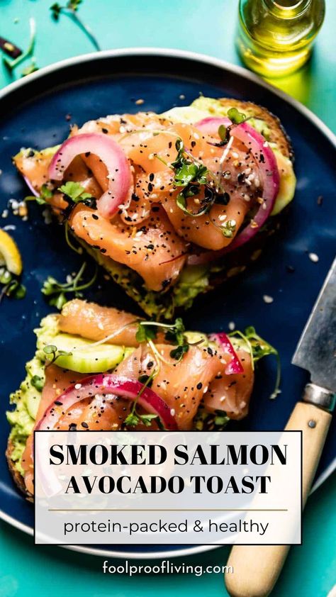 Smoked Salmon Avocado Toast Salmon Avocado Toast, Salmon Toast, Smoked Salmon Breakfast, Salmon Breakfast, Easy And Healthy Breakfast, Avocado Toast Recipe, Salmon Avocado, Fool Proof Recipes, Seafood Dinner