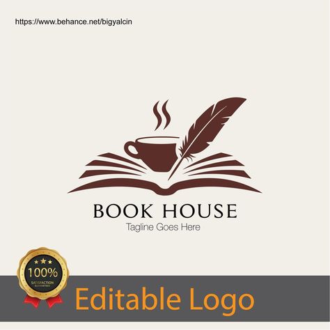 Editable Book Logo Design / Blogger Logo Design / Author Logo / Writer Logo / Book Store Logo / Book House Logo / Book Seller Logo Design Book Logo Aesthetic, Bookstore Logo Design, Logo Writer, Book Logo Design Ideas, Book Store Logo, Book Logo Design, Author Logo, Book Seller, Writer Logo