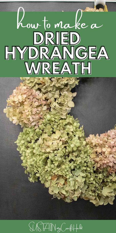 Using some lovely dried hydrangea flowers to arrange a large and impressive wreath is one of our favorite ways of prolonging the beauty of our summer gardens. Dried Hydrangeas Centerpiece, Dry Hydrangea Arrangements, Dried Hydrangea Wreath, Hydrangea Wreath Diy, Hydrangea Wreath Summer, Hydrangea Door Wreath, Hydrangea Garland, Fall Hydrangea Wreath, Large Hydrangea