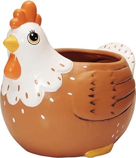 Sixdrop Chicken Planter with Drain Hole, 6.5 Inch Decorative Indoor Outdoor Garden Backyard Patio Ceramic Flower Pot for Small & Medium Size Plants, Rooster Chicken Lover Gift Utensil Holder Party, Chicken Lover Gifts, Herb Pots, Cement Crafts, Ceramic Flower Pots, Garden Backyard, Pot Designs, Utensil Holder, Flower Accessories