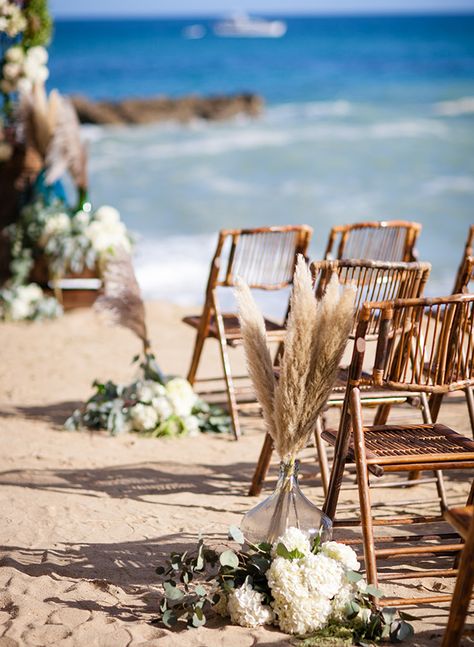 21 Spectacular Beach Weddings - Inspired by This Boho Beach Wedding Decorations Wedding Ceremony Decor, Beach Wedding Details, Love Package, Aruba Wedding, Aruba Weddings, Wood Arbor, Bohemian Beach Wedding, Sea Of Love, Mexican Beach