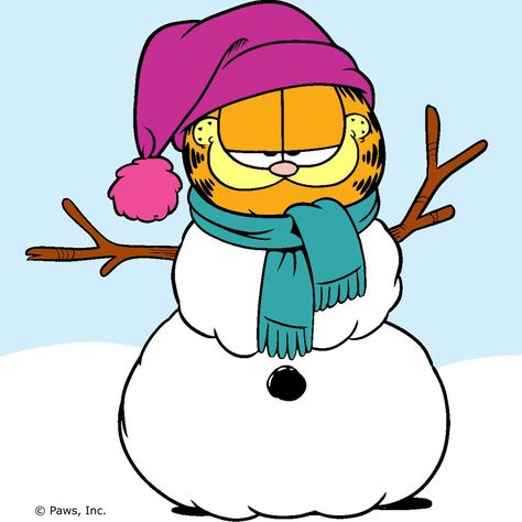 Today's forecast: SNOW SNOW SNOW and oh yeah... SNOW Cat Snowman, Garfield Wallpaper, Garfield Images, Snowman Cartoon, Garfield The Cat, Garfield Christmas, Garfield Cartoon, Garfield Cat, Garfield Comics