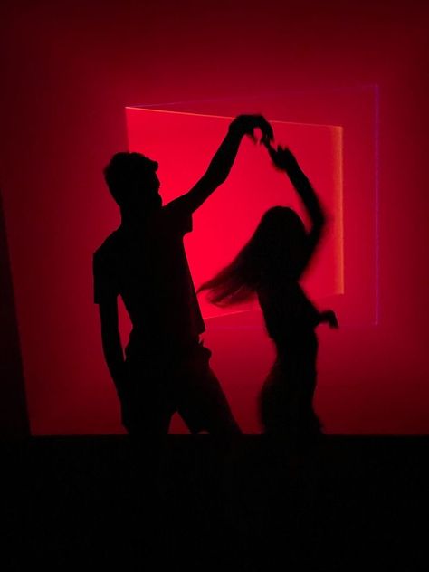 Dark Red Couple Aesthetic, Red Led Couple, Red Relationship Aesthetic, Couple Red Light, Red Dance Aesthetic, Couple Dancing In Club, Slow Dancing In The Dark Aesthetic, Red Light Silhouette, Red Silhouette Aesthetic