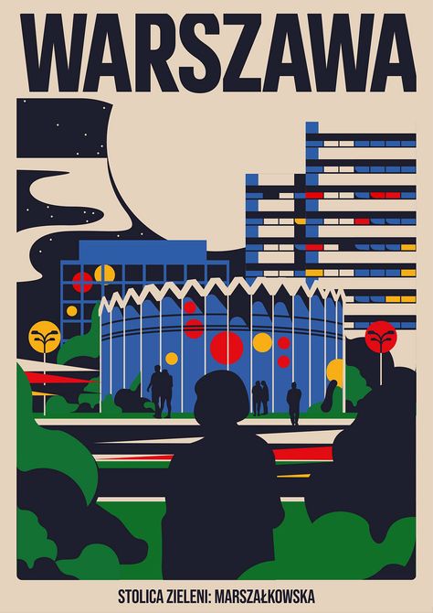 WARSAW CITYSCAPE on Behance Kirby Poster, Posters Graphic Design, Campaign Posters, Art Deco Posters, Warsaw Poland, Mascot Design, Art Deco Period, Design Business, Super Smash Bros