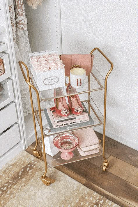 Ways To Style Bar Carts Without Alcohol | Apartment Therapy Bar Cart Styling, Beauty Room Decor, Bar Cart Decor, Rolling Cart, Glam Room, Salon Interior Design, Cute Room Decor, Salon Decor, Room Ideas Bedroom