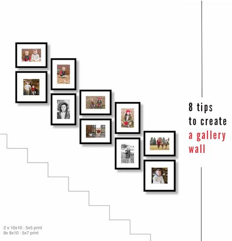 Stairway Picture Wall, Staircase Photo Wall, Stairway Pictures, Photo Wall Layout, Foto Scale, Stairway Gallery, Stairway Gallery Wall, Stair Wall Decor, Stairway Walls