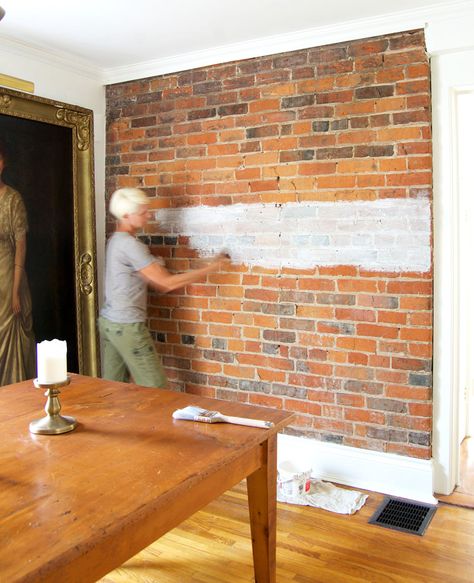 How to paint a brick wall. Diy Brick Wall Painting, Painted Brick Interior Wall, Painting Brick Interior, Painted Brick Wall Interior, Interior Brick Wall Ideas, Painted Brick Interior, Painted Bedroom Doors, Brick Wall Ideas, Diy Brick Wall