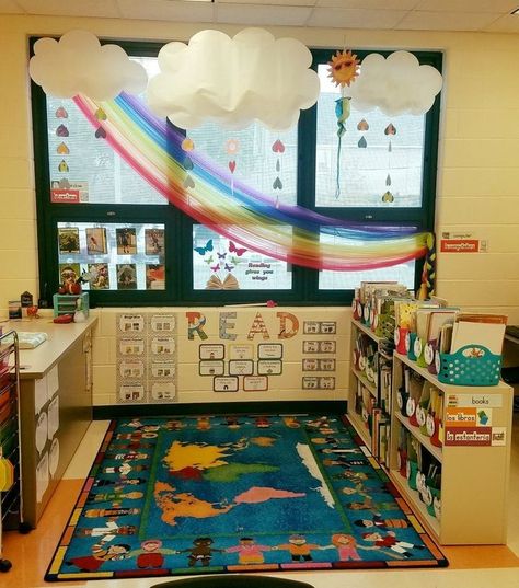 Reading Corner Classroom, Parent Board, Eyfs Classroom, Preschool Rooms, Kindergarten Classroom Decor, Prek Classroom, Eyfs Activities, Preschool Reading, Preschool Classroom Decor