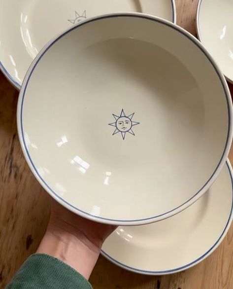 Bohome Interiors on Instagram: "THE BOHOME SUN DINNER SERVICE The sun dinner service is a 24 piece set of 8 dinner plates, 8 bowls and 8 side plates. All the way over from Italy, designed by Bohome, each sun, border and Bohome signature has been individually painted by hand on the creamiest of ceramic ware. As they are all handmade and hand painted to order, the lead time is approximately 4-6 weeks from receipt of payment. The price for the complete set is £595 These will be available as Handmade Ceramics Plates, Dinner Service, Bar Supplies, Side Plates, Pottery Painting, Ceramic Plates, Kitchen Bar, Lead Time, All The Way