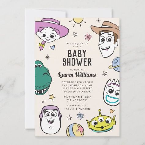 $3.08 - Pastel Toy Story Characters Baby Shower - toy story, toy story baby shower, buzz and woody baby shower, gender neutral baby shower, disney baby shower, boy baby shower, toy story baby shower invitations, disney baby shower invitations, girl baby shower, character baby shower Disney Baby Shower Invitations, Toy Story Invitations, Toy Story Party Decorations, Toy Story Baby, Toy Story Theme, Disney Baby Shower, Toy Story Characters, Toy Story Birthday Party, Birthday Toys