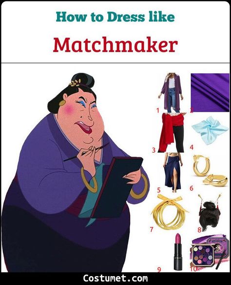 Mulan Matchmaker Costume, Mulan Costume Diy, Mulan Matchmaker, Mulan Halloween Costume, Mulan Halloween, Mulan Cosplay, Adult Costumes Diy, Disney Cosplay Costumes, Purple Kimono