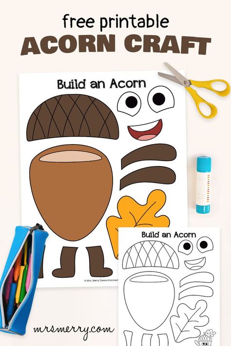 free acorn craft printable Acorn Template Free Printable, Acorn Crafts Preschool, Acorn Printable, Acorn Activities, Acorn Template, Acorn Crafts For Kids, Paper Plates Craft, Acorn Craft, Preschoolers Activities