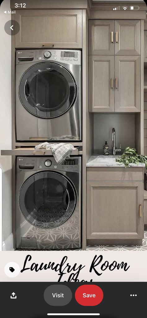 Stacking Laundry Room, Laundry And Powder Room Combo, Stacked Washer Dryer Laundry Room, Stackable Laundry, Laundry Room Designs, Perfect Laundry Room, Utility Room Designs, Stacked Laundry Room, Modern Laundry