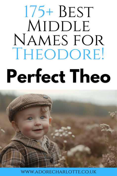 Looking for the perfect middle name for Theodore? Discover 175 cute, vintage, and rustic middle names for baby boys! From strong, short names to Southern charm, this list has it all. Plus, explore the meaning behind the name Theodore and Theo. 🌿 #MiddleNames #BabyBoyNames #ClassicBabyNames Theodore Name, Theo Name, Baby Boy Middle Names, Cute Middle Names, Unique Middle Names, Cool Middle Names, Boy Middle Names, Irish Mythology, Short Names