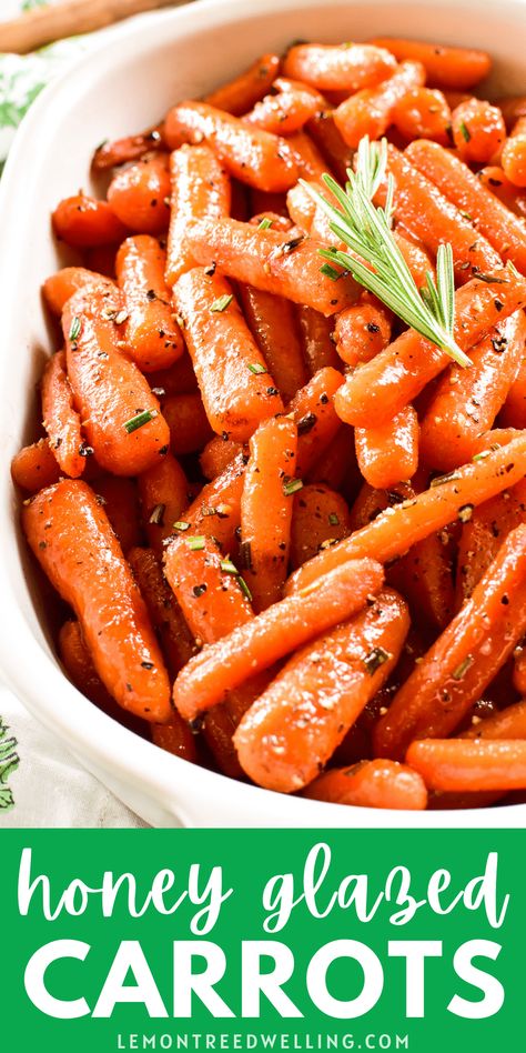 How To Cook Baby Carrots, Baked Baby Carrots, Baby Carrots Side Dish, Cooked Baby Carrots, Honey Butter Glaze, Honey Glazed Roasted Carrots, Carrots In Oven, Carrot Recipes Side Dishes, Glazed Baby Carrots