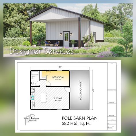 Tiny Home Western, Shop With Loft Living Quarters, Tiny Barndominium Floor Plans, Pole Barns With Living Quarters, Mini Barn House, Pole Barn House Plans Small, Simple Pole Barn Homes, Small Pole Barn Homes Simple, Metal Building Homes With Shop