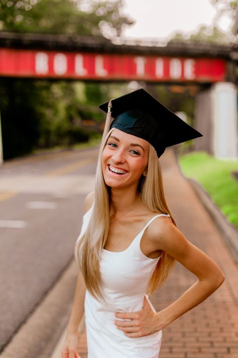 Grad Outfit Ideas, Bryant Denny Stadium, College Announcements, Tuscaloosa Alabama, College Graduation Photos, What To, Senior Photo Poses, Nick Saban, Photos Poses