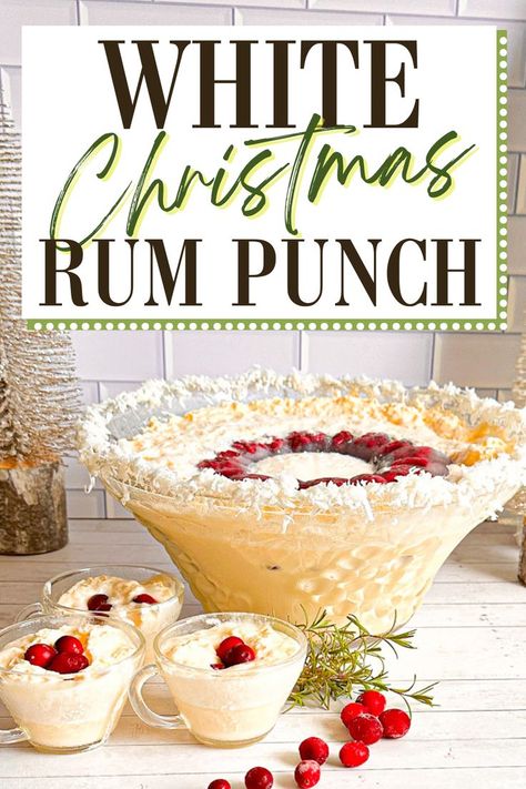 White Punch Recipe, Christmas Rum Punch, White Christmas Punch, Xmas Drinks, Holiday Punch Recipe, Christmas Drinks Alcohol Recipes, Christmas Drinks Recipes, Christmas Party Drinks, Holiday Ice Cream