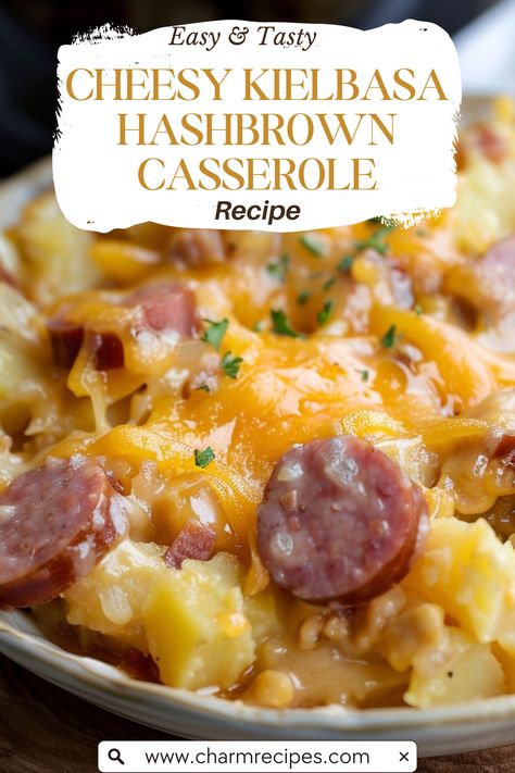 Dive into the ultimate comfort food with this Slow Cooker Cheesy Kielbasa Hashbrown Casserole, a dish that combines the smoky flavors of kielbasa sausage with the heartiness of hash browns and the gooey delight of melted cheese. This recipe is a dream come true for those who love to come home to the warm, welcoming aroma of a ready-to-eat meal. Perfect for busy weeknights, potlucks, or cozy weekend brunches, this casserole offers the ease of slow cooking without compromising on taste. Get ready to indulge in a dish that's sure to become a staple in your comfort food repertoire. Crock Pot Meals Sausage, Crock Pot Recipes Keilbasa, Hashbrowns With Sausage, Keilbasa Tater Tot Casserole, Hashbrown Kielbasa Dump Meal, Kielbasa Sausage Casserole, Cheesy Potatoes And Smoked Sausage Casserole, Cheesy Sausage Hash Brown Bake, Kielbasa Potato Cheese Casserole