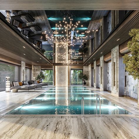 Luxury Pools Indoor, Indoor Swimming Pool Design, Florida Villas, Nyc Penthouse, Unique Bedroom Design, Zen Interiors, Luxury Houses Mansions, Architecture Company, Indoor Swimming Pool