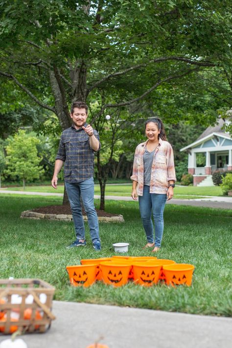 Halloween Party Neighborhood, Fall Block Party Games, Halloween Festival Booth Ideas, Neighborhood Halloween Block Party Ideas, Outdoor Kids Halloween Party, Neighborhood Halloween Ideas, Outdoor Halloween Activities For Kids, Harvest Party Games For Kids, Neighborhood Halloween Party