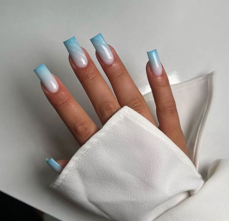 Blue Pearl Nails, Light Blue Nail Designs, Blue And White Nails, Light Blue Nails, Milky Nails, Her Nails, Blue Nail Designs, Pearl Nails, Nagel Inspo