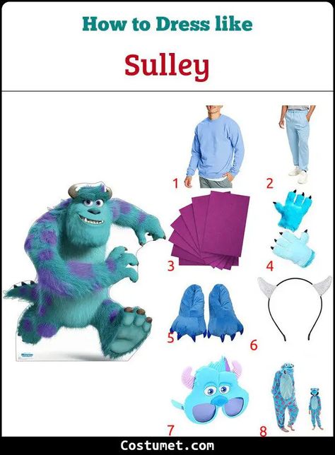 Sulley Costume from Monsters, Inc. for Cosplay & Halloween 2023 Diy Sully Costume Monsters Inc Men, Sully Headband Diy, Sully Horns Diy, Diy Sully Costume Monsters Inc, Sully Monsters Inc Costume, Sully Costume Diy, Monsters Inc Costume Diy, Sully Halloween, Monsters University Costumes