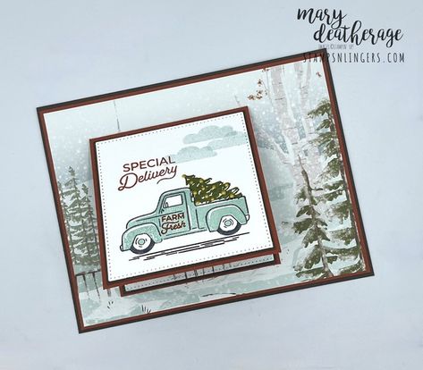 Stampin Up Trucking Along Cards, Stampin Up Trucking Along, Trucking Along Stampin Up Cards, Countryside Corners, Truck Cards, Stampin Up Card Ideas, Truck Stamps, Stampin Up Weihnachten, One Horse Open Sleigh