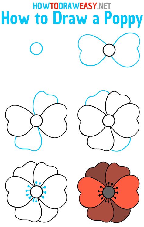 How to Draw a Poppy Step by Step #PoppyDrawing #PoppyFlower #Flowers #DrawingFlowers #FlowerDrawing #EasytoDraw #FlowersArt #DrawingaFlower #FlowerDrawing #FlowersDrawing #PoppyHowtoDraw #HowtoDrawaPoppyFlower #HowtoDrawaPoppy Easy Flower Drawings Simple Step By Step, Cute Easy Drawings Flowers, How To Draw Poppy Flowers, How To Draw A Poppy, Worm Drawing Cute, How To Draw Easy Flowers, How To Draw A Poppy Flower, Poppy Flower Drawing Simple, Draw Poppy Flower