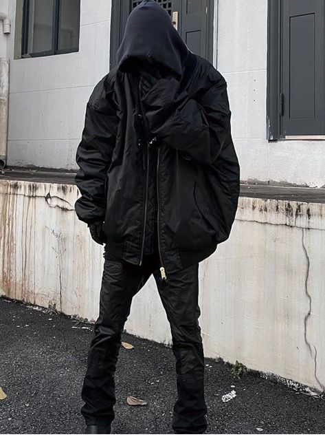 Vamp Core Outfits, Dystopia Fashion, Jackets For Men Winter, Dark Clothing, Street Goth, Throwing Fits, All Black Fashion, Fashion Grunge, Clothing Streetwear