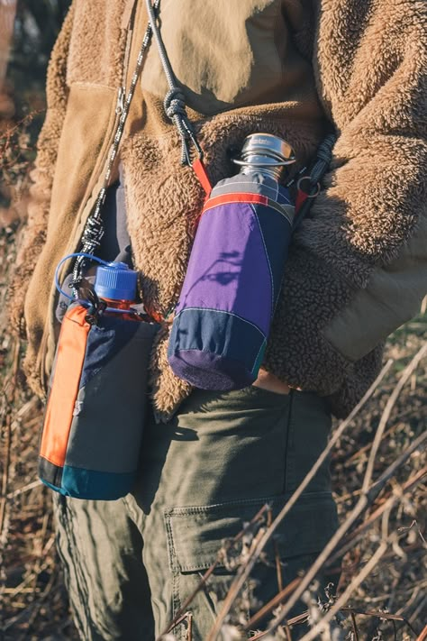 Greater Goods Sustainable Offcuts Bottle Bags SS20 | HYPEBEAST Bag Construction, Trekking Outfit, Hiking Bags, Bottle Sling, Hiking Pack, Army Surplus, Hiking Bag, One Of One, Military Surplus